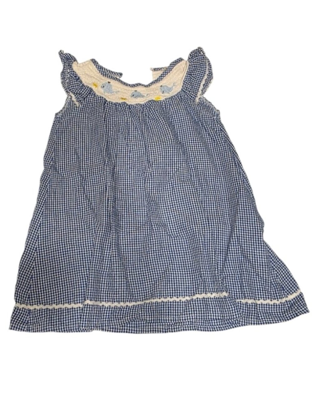 Sunshine Swing Girls Dress Smocked Ruched Size 5 Blue Gingham